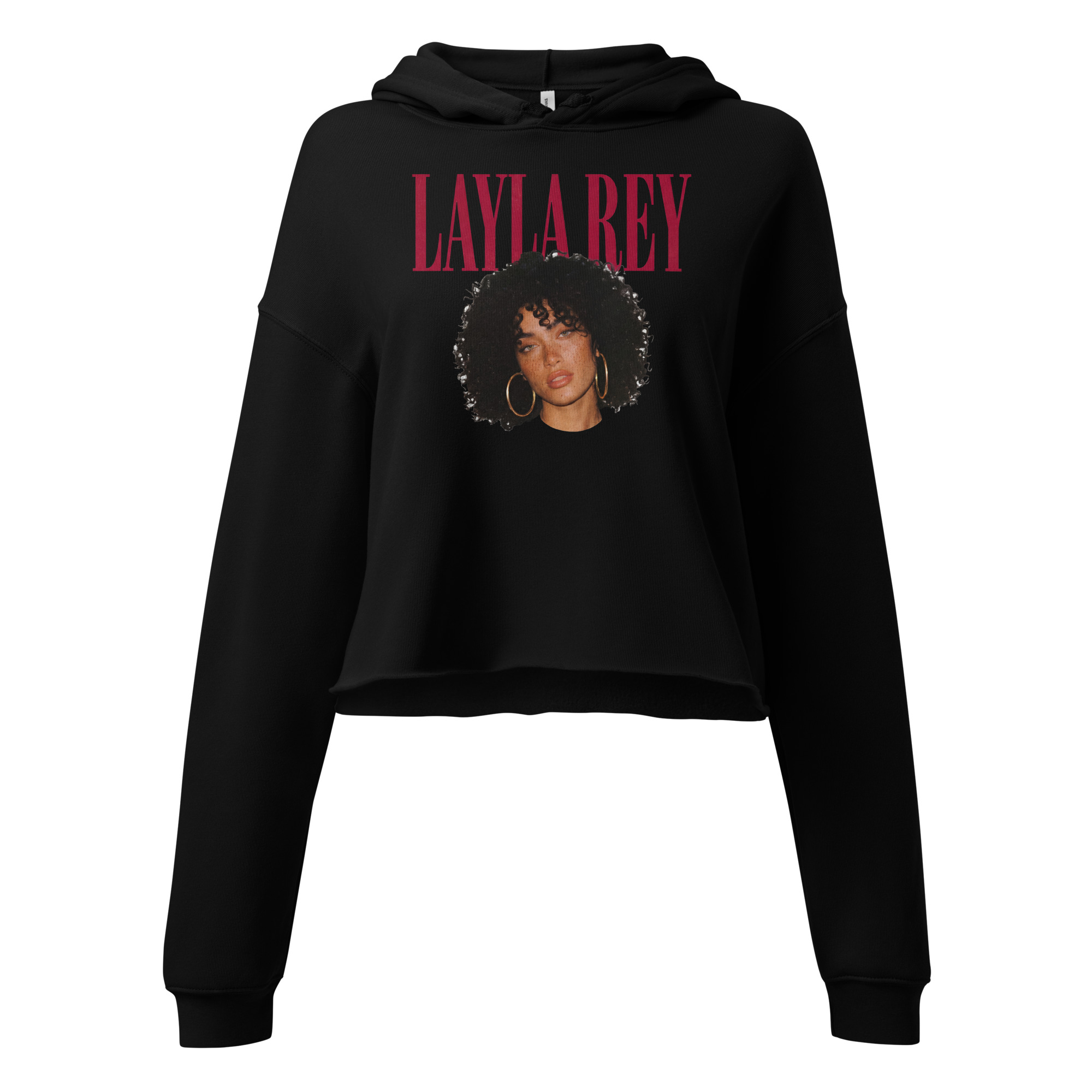 Layla Rey Red Font women's crop hoodie